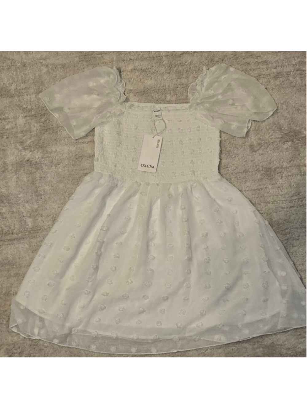 Women's EXLURA White Off-Shoulder Mini Dress, Size L - Picture 4 of 6